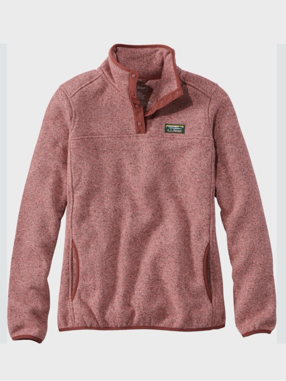 L.L. Bean Women's Dusty Rose Heather Pink Quarter Snap Fleece Pullover Medium M